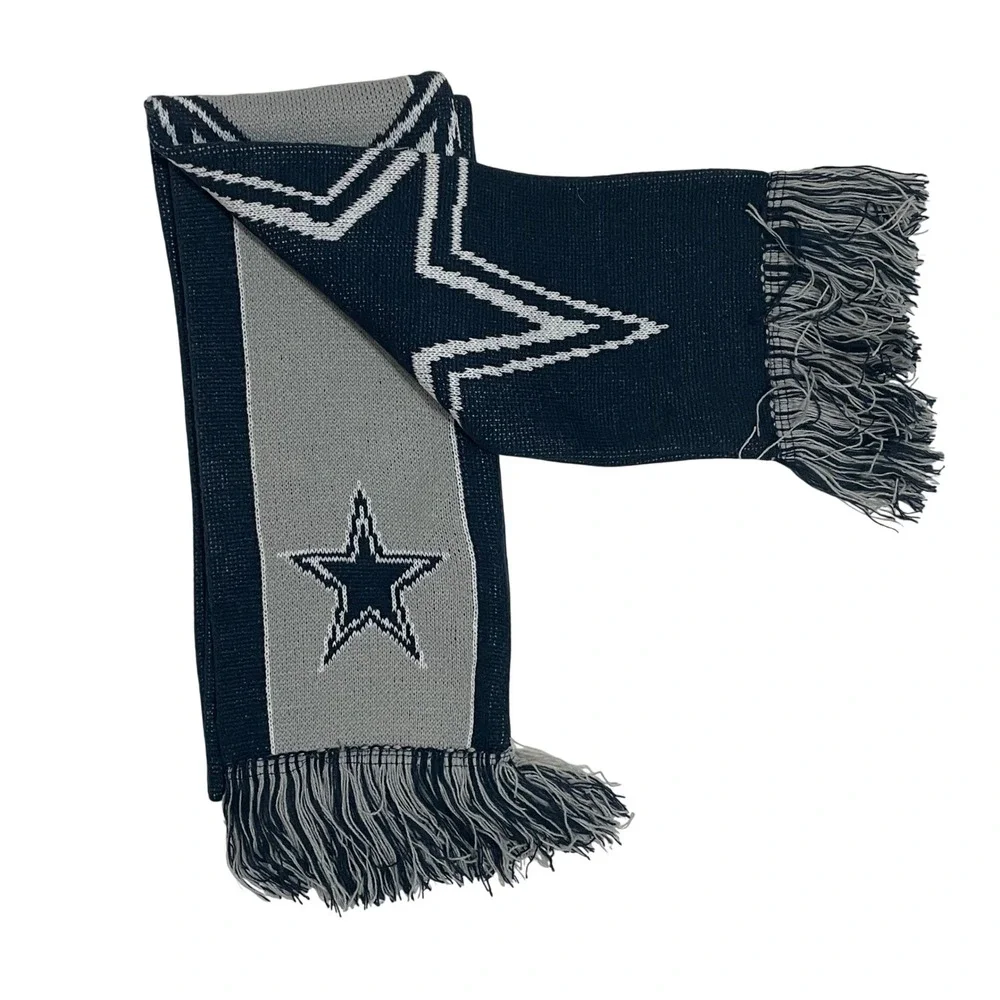 Dallas‎ Cowboys NFL Knit Scarf Navy Blue Grey Americas Team Star Logo NWT
